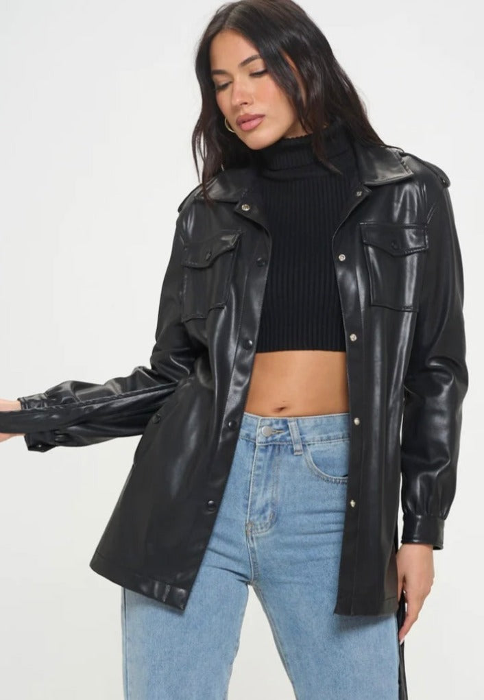 black leather coat