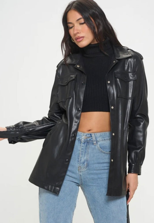 black leather coat